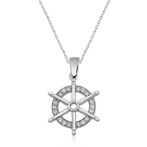 925 Ayar Gümüş Gemi Dümeni Kadın Gümüş Kolye ürün görseli 1