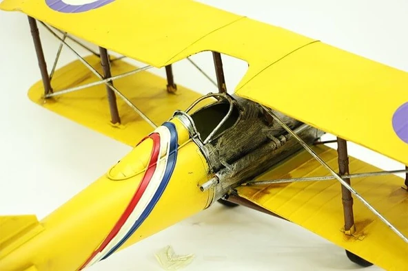 Dekoratif Metal Uçak Çift Kanatlı Biblo Dekoratif Hediyelik - Resim 3