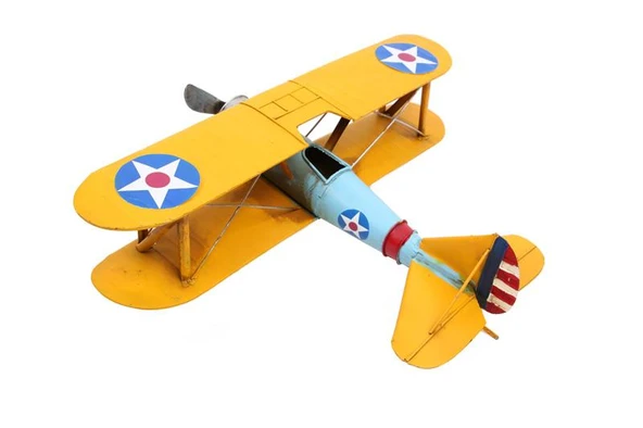 Dekoratif Metal Uçak Çift Kanatlı Biblo Dekoratif Hediyelik - Resim 2