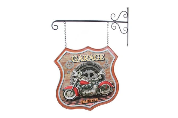 Dekoratif Çift Yönlü Motor Temalı Ferforje Askı Hediyelik - Resim 2