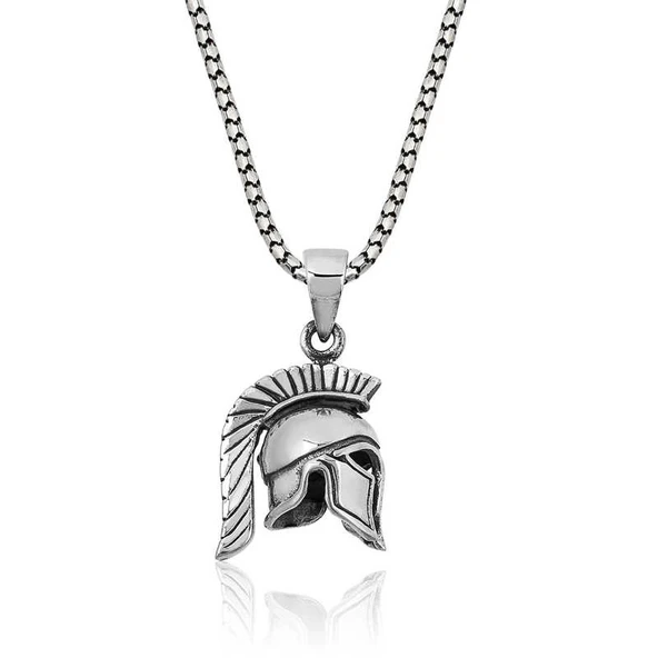 ​925 Ayar Gümüş Şovalye Miğfer Gümüş Kolye ürün görseli 1