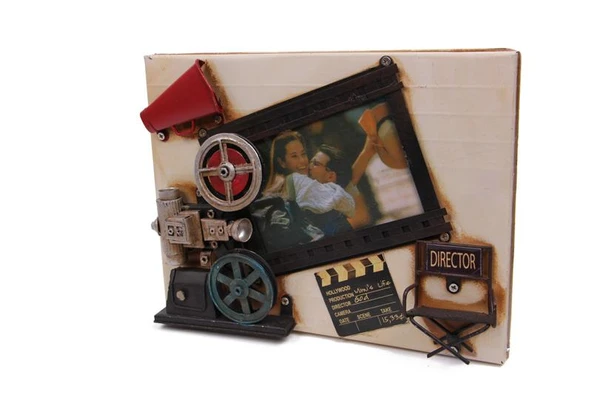 Dekoratif Metal Çerçeve Sinema Temalı Vintage Hediyelik - Resim 3