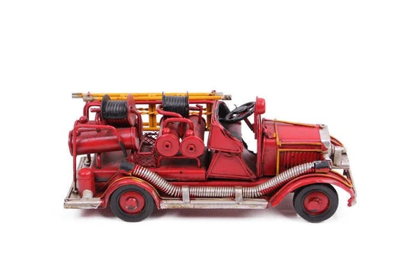 Dekoratif Metal Araba İtfaiye Aracı Vintage Ev Ofis Hediyelik - Resim 4