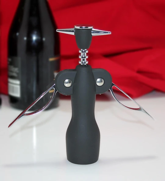 Paslanmaz Çelik Tirbuşon Açacak Siyah Şarap Açacağı ürün görseli 1