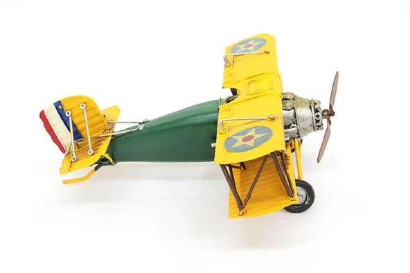 Dekoratif Metal Uçak Çift Kanatlı Dekoratif Biblo Hediyelik - Resim 2