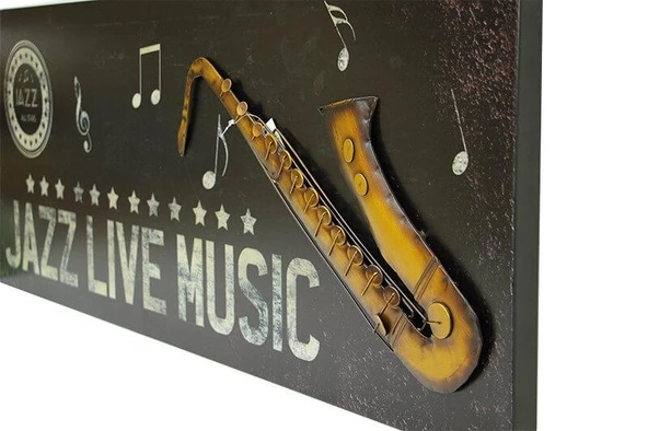 Pano Saksafon Vintage Müzik Temalı Dekoratif Hediyelik - Resim 3