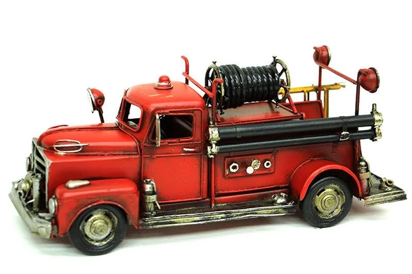 Dekoratif Metal İtfaiye Aracı Kumbara Ve Çerçeveli Hediyelik - Resim 3