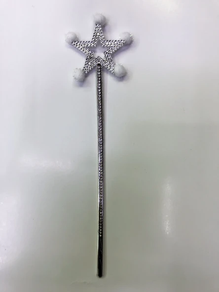 Parti Malzemesi Yıldız Peri Asası Sihirli Değnek Beyaz Ponponlu - Resim 2