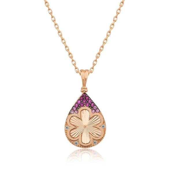 925 Ayar Gümüş Damla Çiçek Kadın Gümüş Kolye ürün görseli 1