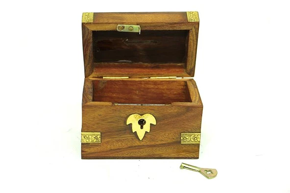 Kumbara Kilitli Ahşap Kutu Kumbara Hediyelik - Resim 3