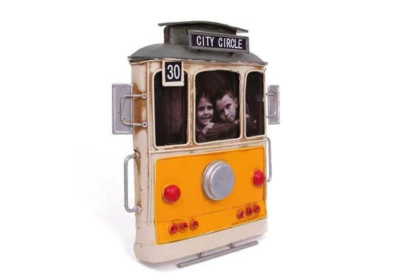 Dekoratif Metal Çerçeve Tramvay Temalı Vintage Hediyelik - Resim 2