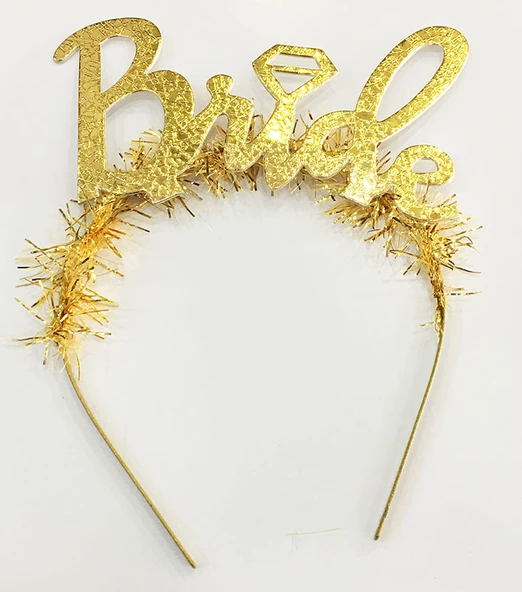 Parti Altın Renk Bekarlığa Veda İtalik Yazı Alyanslı Bride Taç ürün görseli 1