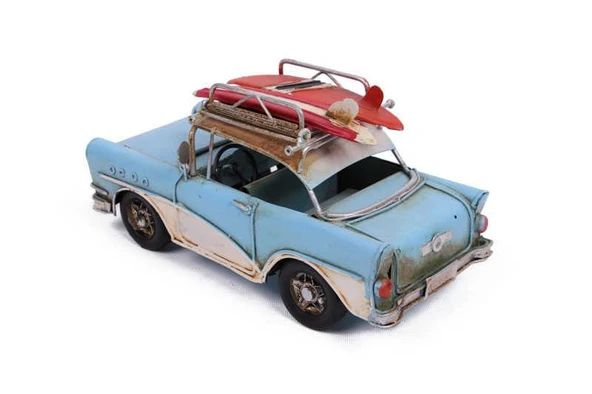 Dekoratif Metal Araba Çerçeveli Vintage Biblo Hediyelik - Resim 2