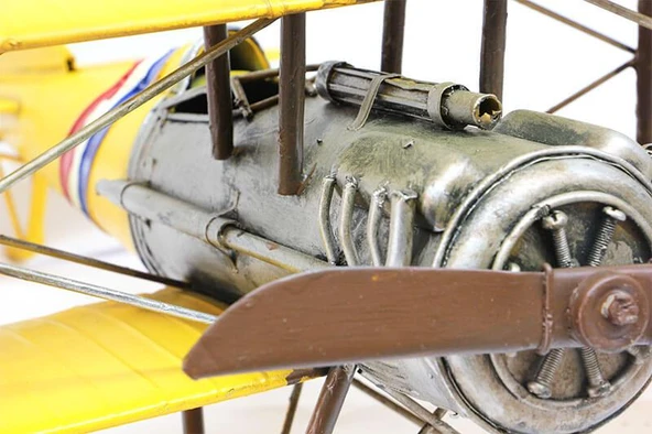 Dekoratif Metal Uçak Çift Kanatlı Dekoratif Hediyelik - Resim 4