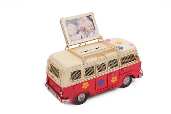 Dekoratif Metal Minibüs Çerçeveli ve Kumbaralı - Resim 2