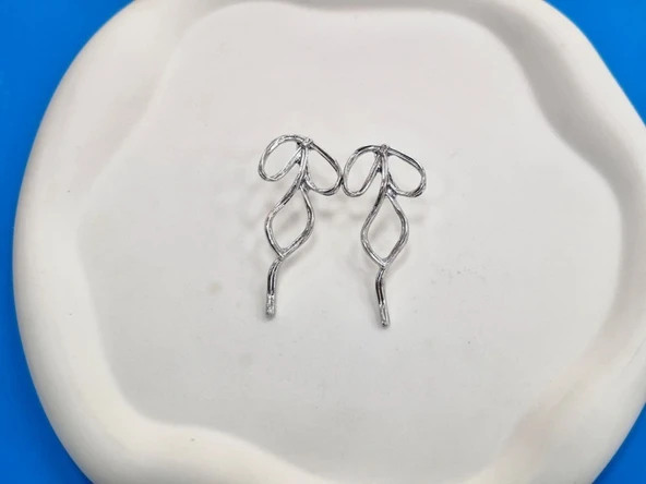 Göz Alıcı Gösterişli Gümüş Kaplama Fiyonk Model Şık Çelik Uçlu VIP Bijuteri Küpe | Parlak ve Zarif - Resim 2