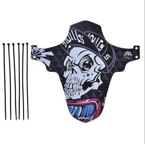 Wake Mtb Bisiklet Çamurluk Trekking Ön Veya Arkaya Takılabilir 4 Adet Cırt Kelepçe Hediyeli Skulls Kurukafa ürün görseli