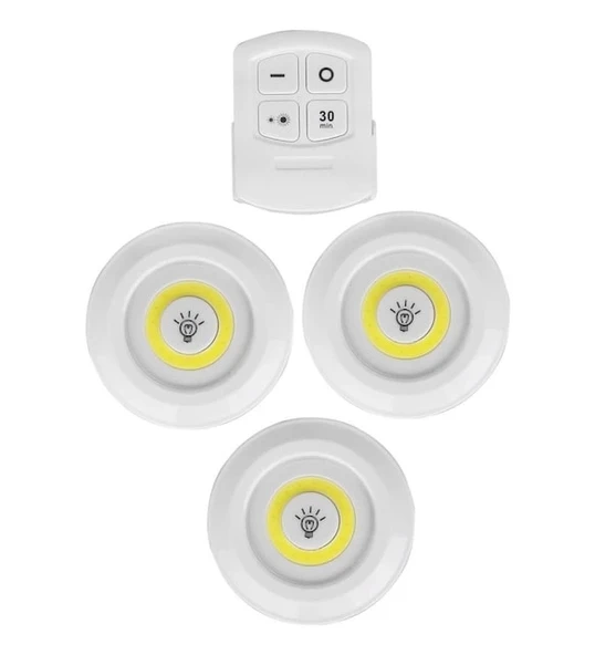 Kablosuz Uzaktan Kumandalı 3lü Led Lamba Seti ürün görseli 1