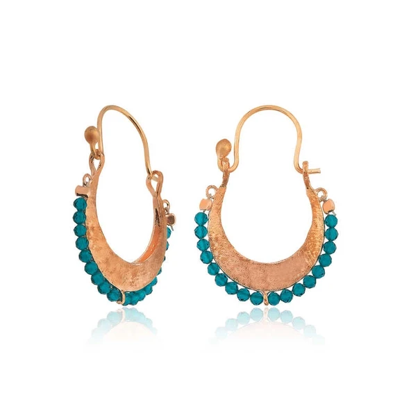 Gümüş Turkuaz Taşlı Bohem Küpe ürün görseli 1