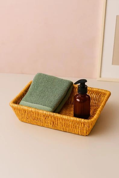 Rattan Hasır Ekmek Sepeti Çok Amaçlı Düzenleyici Organizer Dayanıklı Malzeme ürün görseli 1