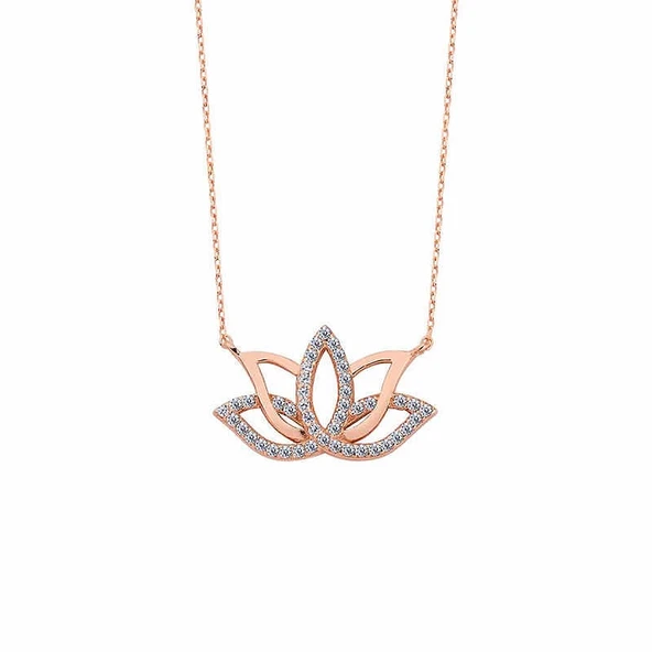 925 Ayar Gümüş Lotus Çiçeği Gümüş Kolye ürün görseli 1