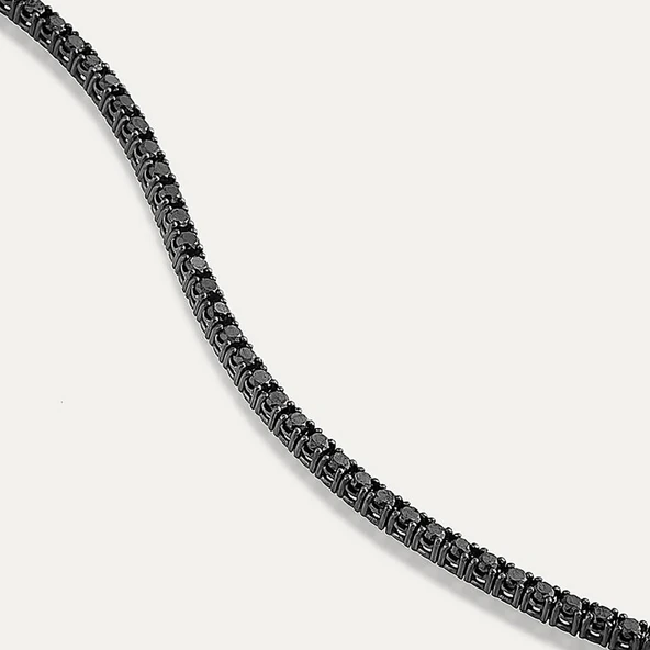 925 Ayar Gümüş Siyah Taşlı Su Yolu Bileklik ürün görseli 1