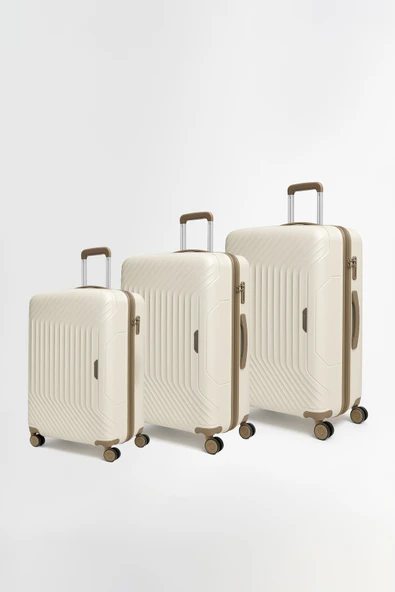 Benetton 3'lü Set Büyük Orta Ve Kabin Boy %100 Polipropilen Valiz 14Bnt8001