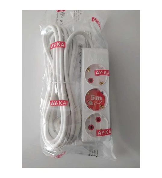 AYKA 3'LÜ 5 MT KABLOLU GRUP PRİZ ürün görseli