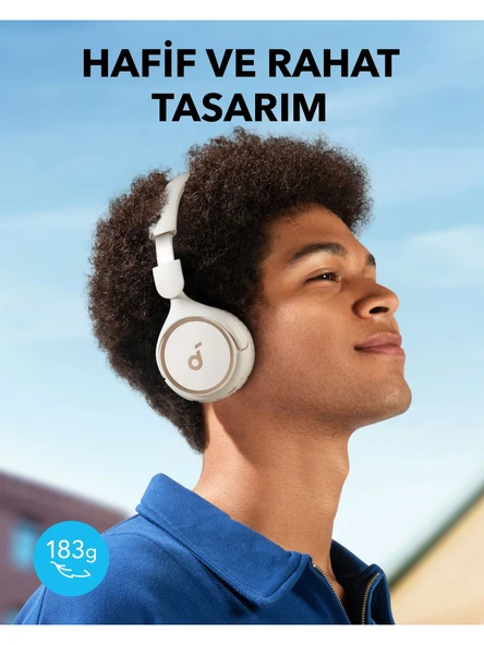 Anker Soundcore H30i Mikrofonlu Kablosuz Kulaküstü Kulaklık - 70 Saat Oynatma Süresi- Beyaz - Resim 4