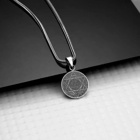 Gümüş Süleyman Mührü Kolye - Resim 2