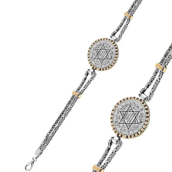 925 Ayar Gümüş Süleyman Mührü Erkek Bileklik ürün görseli 1