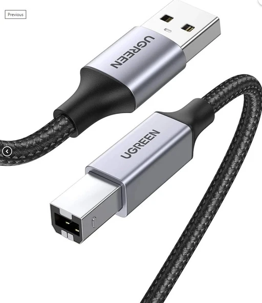 UGREEN 80802 US135 USB-A to USB-B 2.0 Yazıcı Tarayıcı Kablosu Siyah 5metre