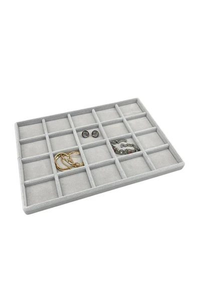 Süet Kumaş Gri Renkli 34/24 Cm 20 Bölmeli Takı Standı ürün görseli