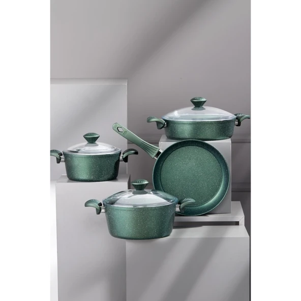 Taç Maxx Cook Haki 7 Parça Granit Tencere Seti - 2