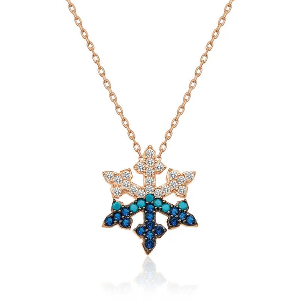 925 Ayar Gümüş Rose Kar Tanesi Kadın Gümüş Kolye ürün görseli 1