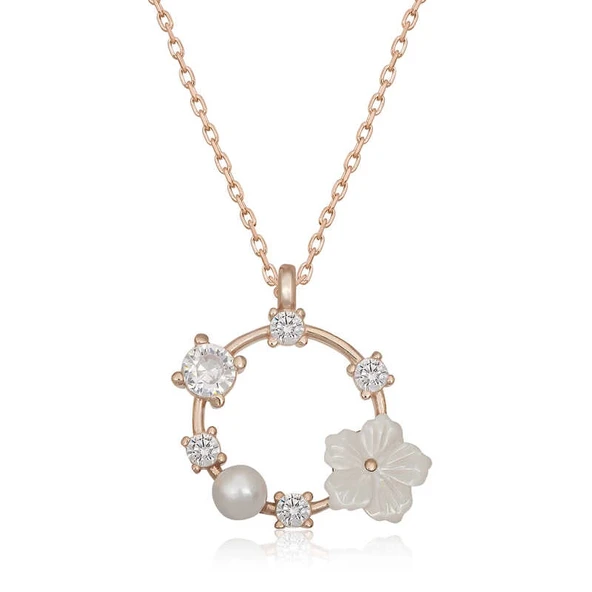 Gümüş Rose Manolya Çiçeği Kadın Kolye ürün görseli 1