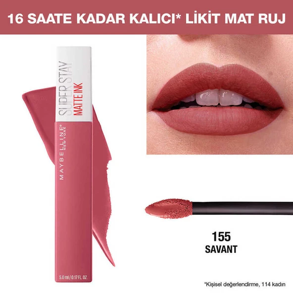 Maybelline Super Stay Matte Ink Pink Edition Mat Ruj 155 Savant - Resim 3