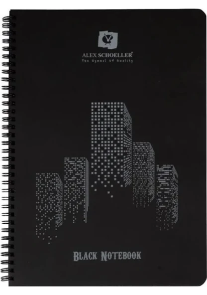 Alex Schoeller Siyah Defter Spiralli Plastik Kapak A5 60Yp