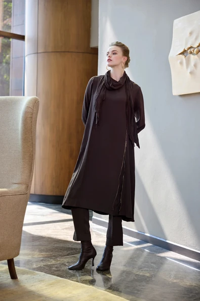 Misswhence Nakış Detaylı Tunik Takım 38028 kahve - Resim 5