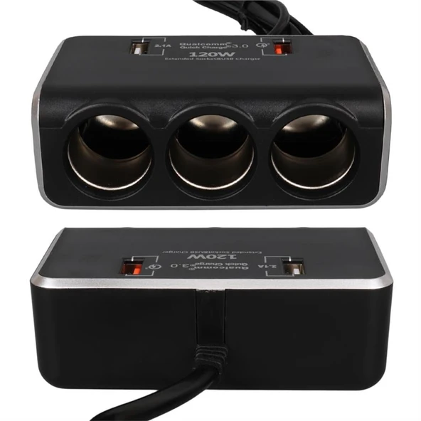 Olesson 1639 12-24V 120 Watt 3'Lü Araç Çakmak Çoklayıcı - 4