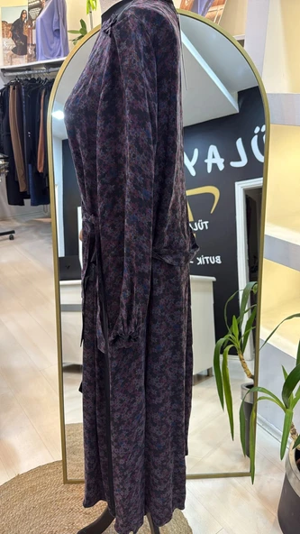 Misswhence Desenli Cupro Elbise 38829 Lİla - 2