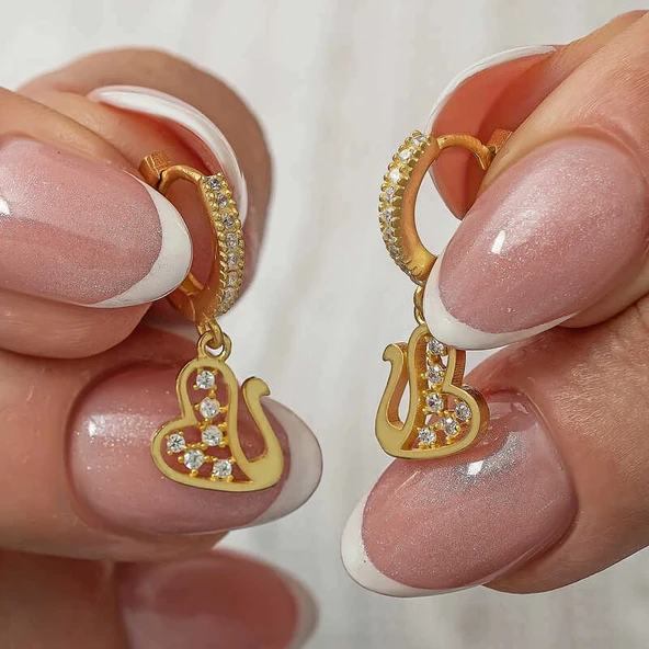 Gümüş Sallantılı Gold Kuğu Kadın Küpe ürün görseli 1