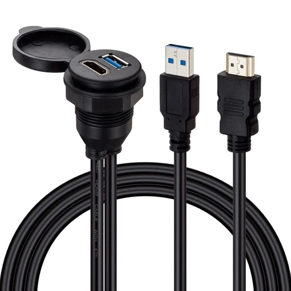 Powermaster PM-12428 USB 3.0 + HDMI 2 Metre Uzatma Kablolu Araç Kontrol Paneli