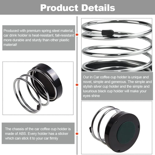 Yaylı Bardaklık Bardak İçeçek Tutucu Siyah - 8