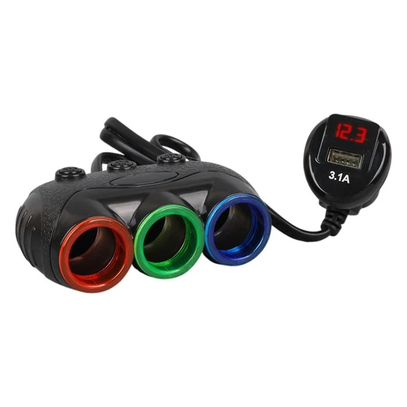 Olesson 1633 12-24V 120 Watt 3'Lü Araç Çakmak Çoklayıcı - 2