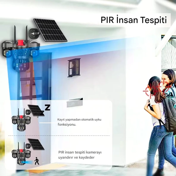 O-Kam 7070 128GB 9MP Lens 3 Kamera UltraHD 4G Solar Akıllı Güvenlik Kamerası - Resim 4