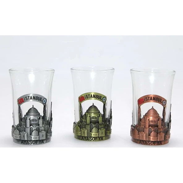 Tekli Metal Cam Bardaklı Shot Bardak - Resim 2