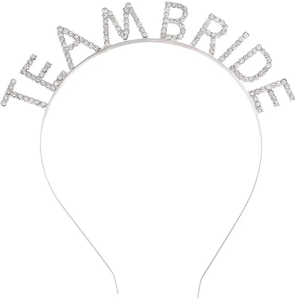 Gümüş Kaplama Kristal Taşlı Team Bride Taç 16x17 cm ürün görseli