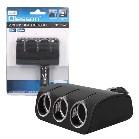 Olesson 1520 12-24V 120 Watt 3'Lü Araç Çakmak Çoklayıcı - 5