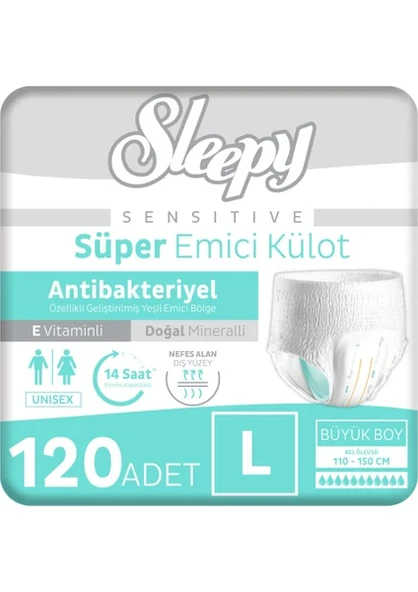 SLEEPY ANTİBAKTERİYEL L BEDEN 120 ADET KÜLOT BEZ